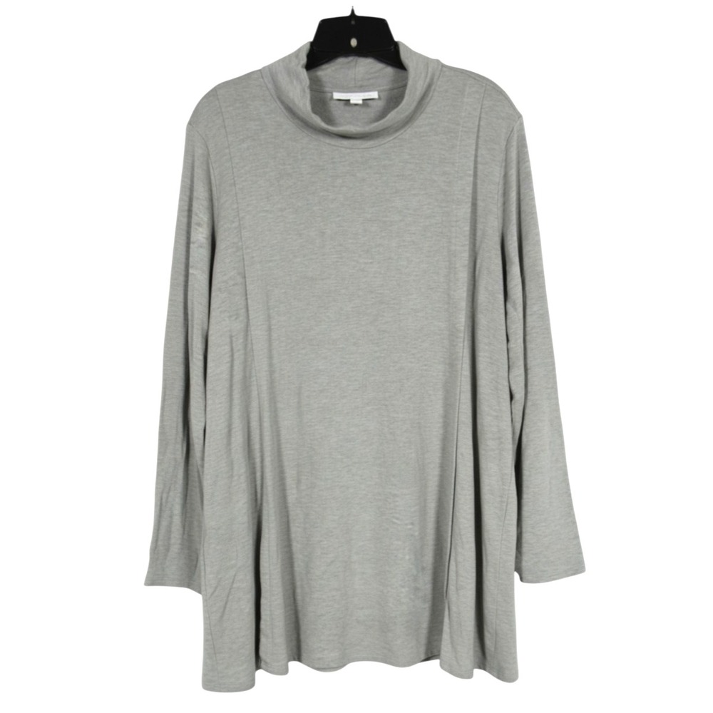 J. JILL PURE JILL Heather Gray TRANQUILITY FLEECE Pleat Side TINIC TOP/BLOUSE 2X